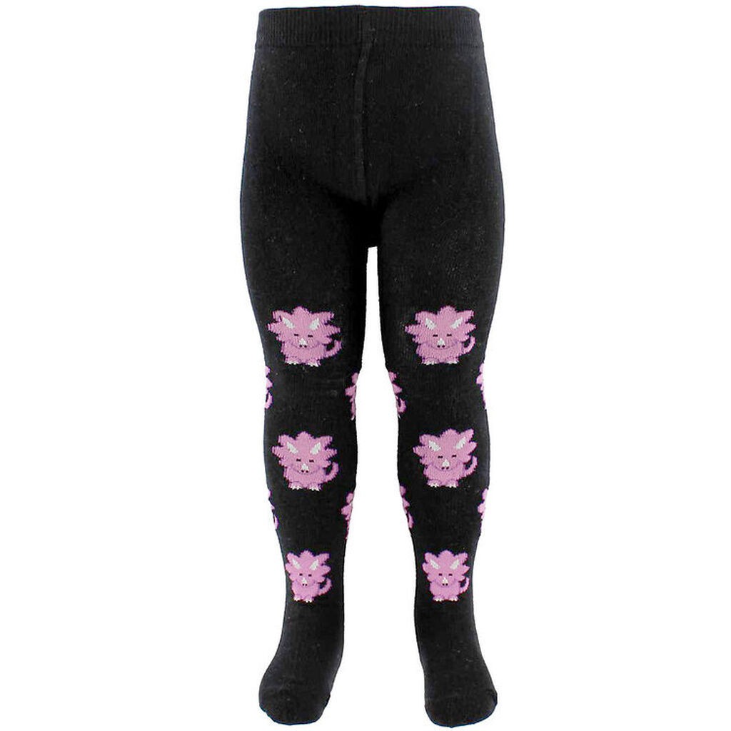 Fuzzies Strømpebukser - Sort m. Dino