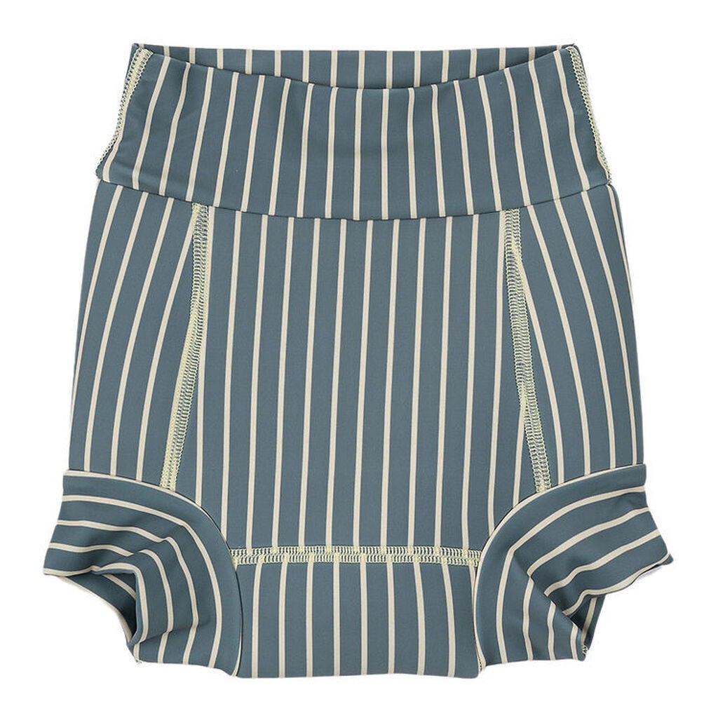 Petit Piao Blebadebukser - Diaper - Blue Mirage/Off White