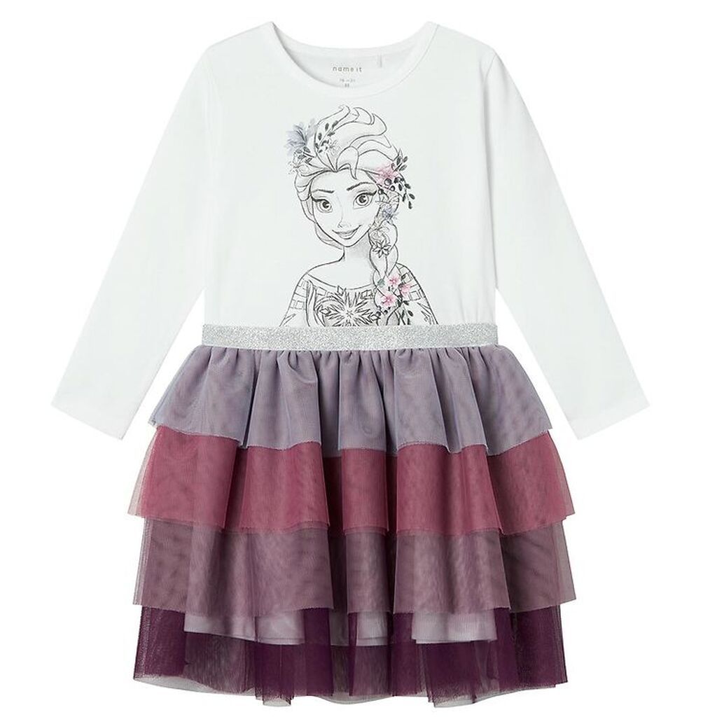 Name It Kjole - NmfOkanna - Disney Frost - Bright White m. Print