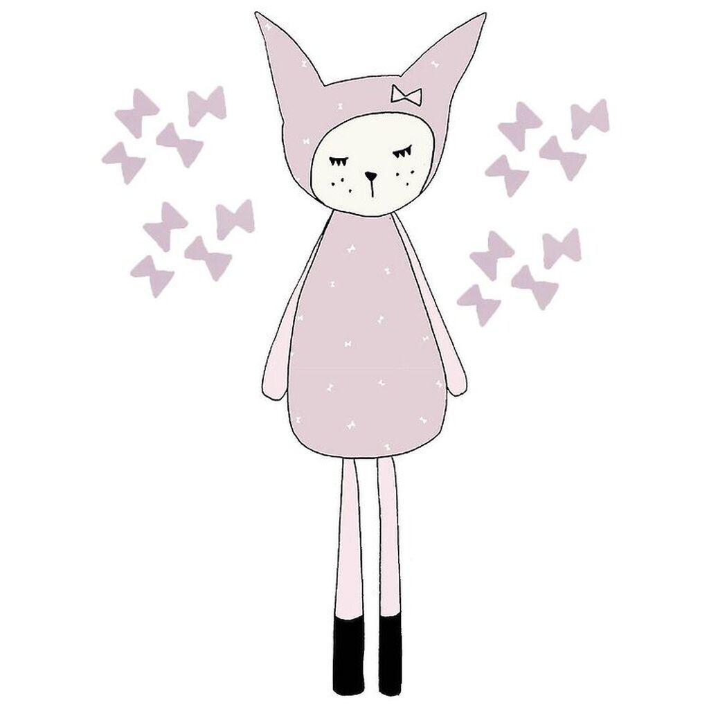 Fabelab Wallstickers - Dreamy Friend Bunny - Lys Lilla m. Kanin