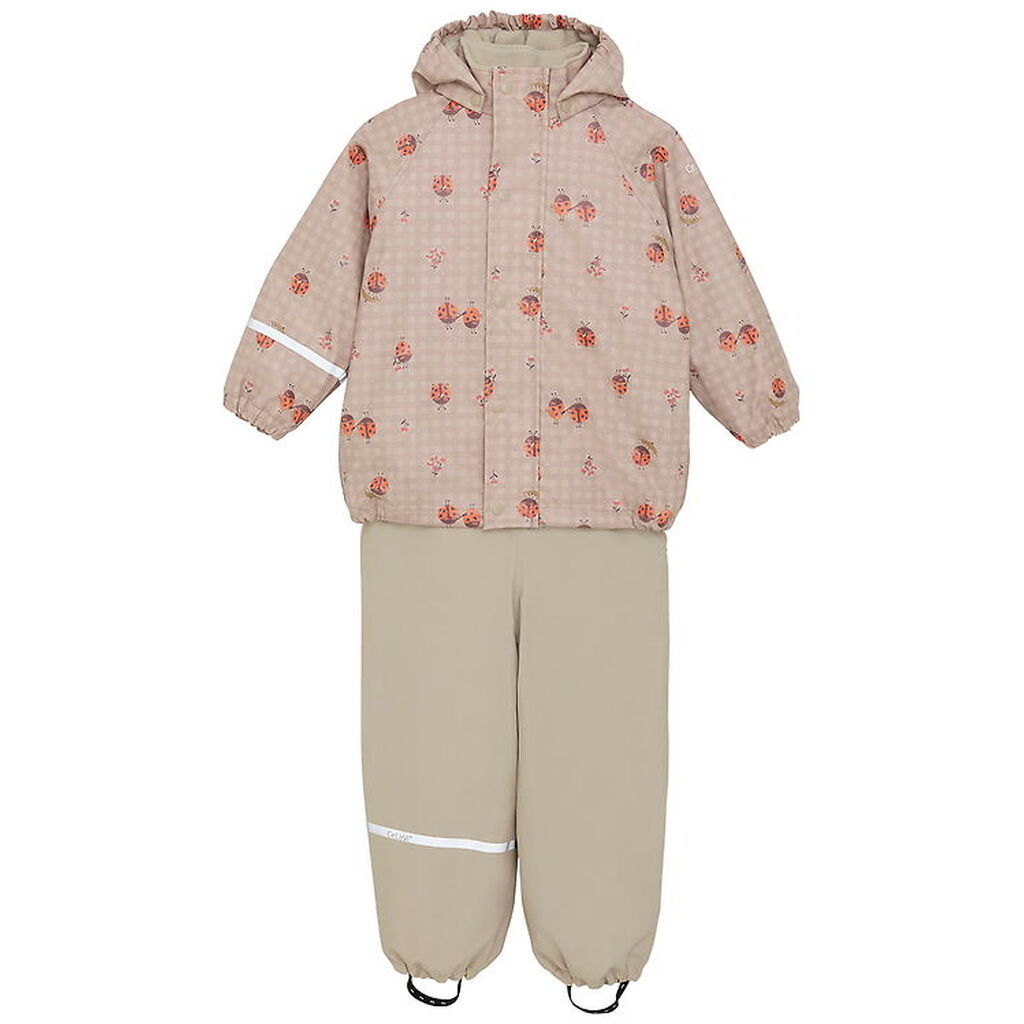 CeLaVi Regntøj m. Seler/Fleece - Recycle PU - Nasturtium m. Prin