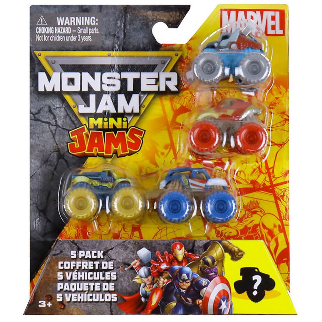 Monster Jam Biler - 1:87 - Mini - Marvel - 5-pak