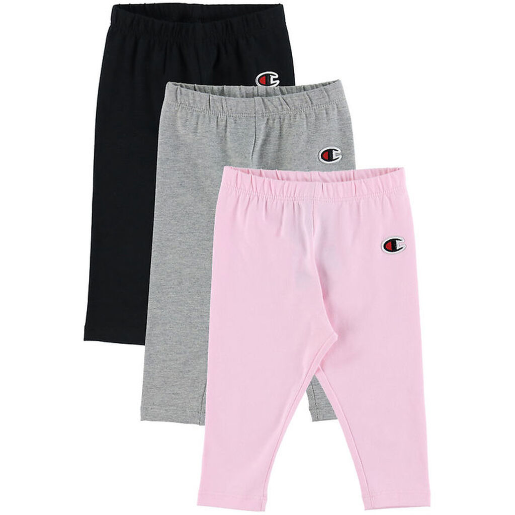 Champion Leggings - 3-pak - Pink/Grå/Sort