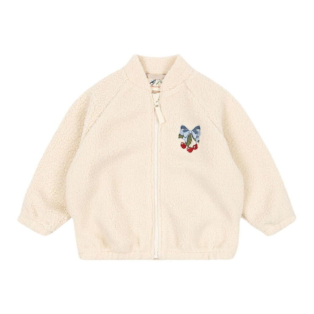 Konges Sløjd Fleecejakke - Jazz - White Smoke m. Kirsebær