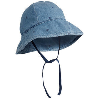 Mini Rodini Sommerhat - Denim Dots - Blå