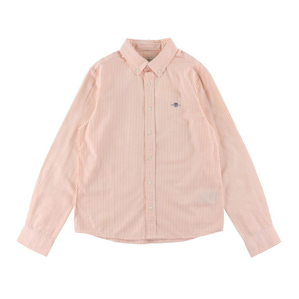GANT Skjorte - Oxford - Coral Apricot/Hvidstribet