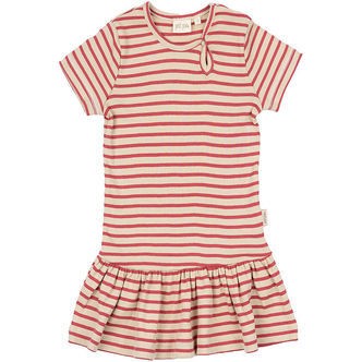 Petit Piao Kjole - Rib - Modal - Light Berry/Dark Off White