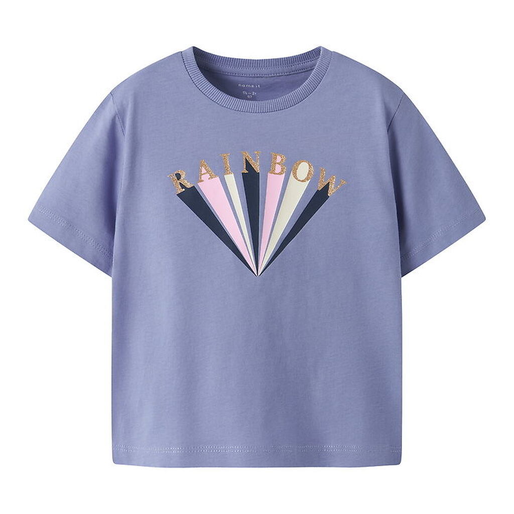 Name It T-shirt - NmfKatinka - Purple Impression m. Glitter