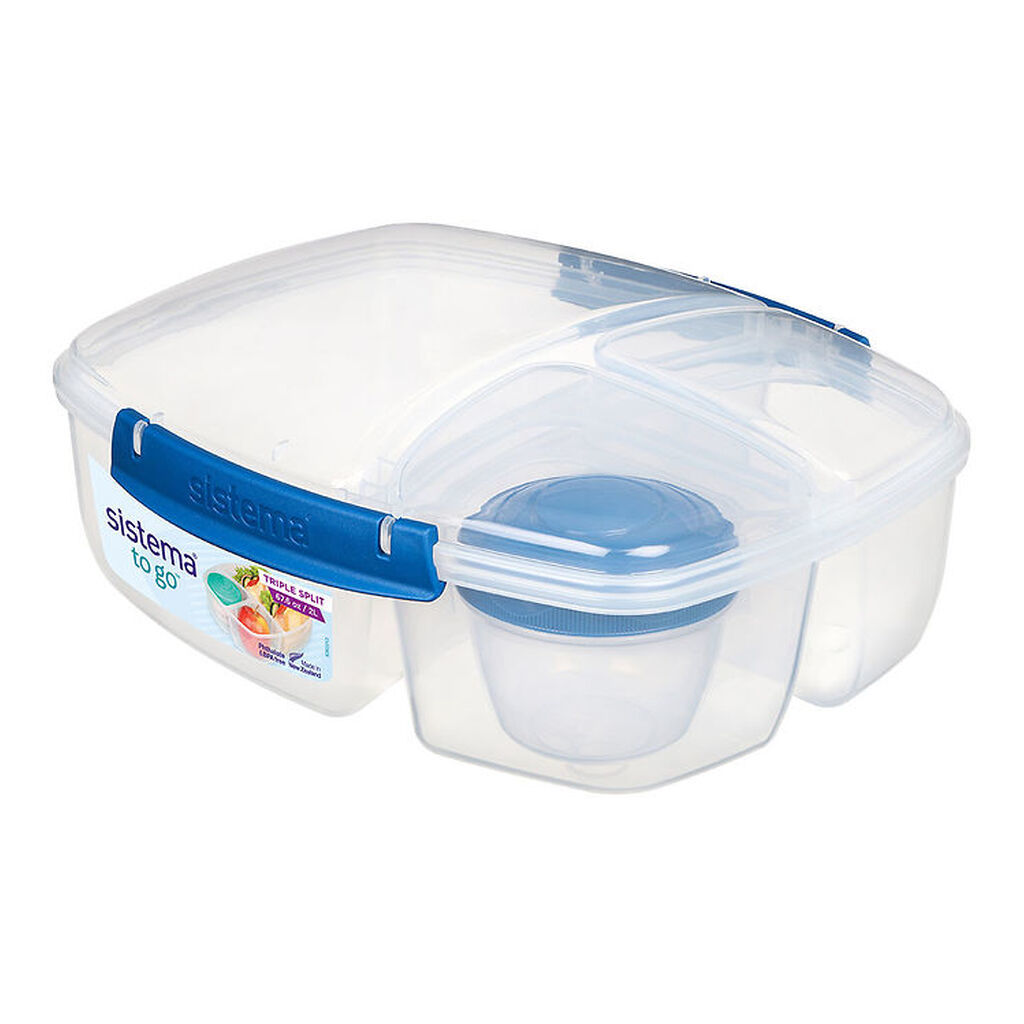 Sistema Madkasse m. Beholder - Triple Split Lunch - 2 l - Mørkeb