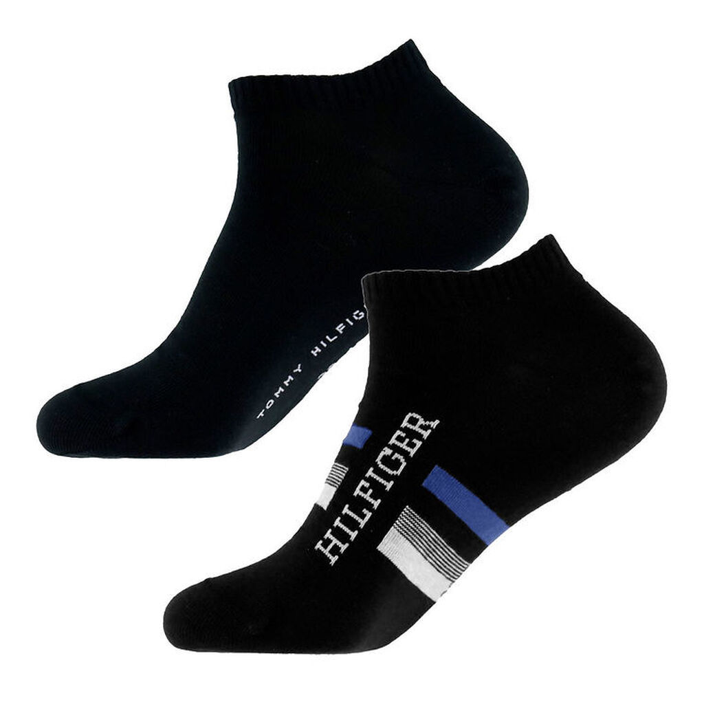 Tommy Hilfiger Ankelstrømper - 2-pak - Sort m. Blå