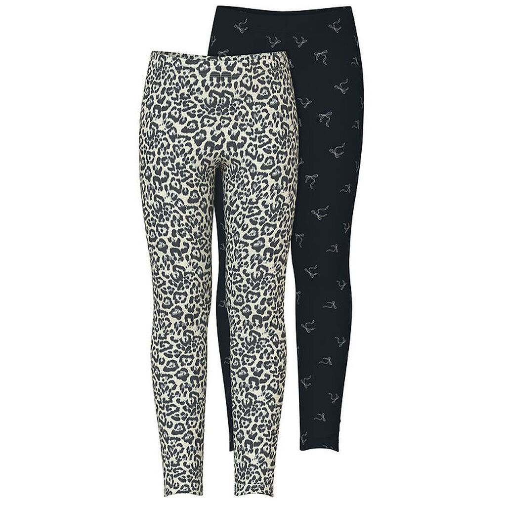 Name It Leggings - 2-pak - NkfVivian - Lysegråmeleret/Sort m. Le