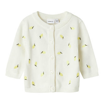Name it Cardigan - Strik - NbfDetrille - Cloud Dancer m. Citrone