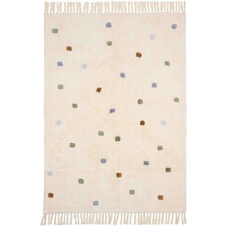 Little Dutch Gulvtæppe - 120x170 cm - Beige m. Blå Prikker