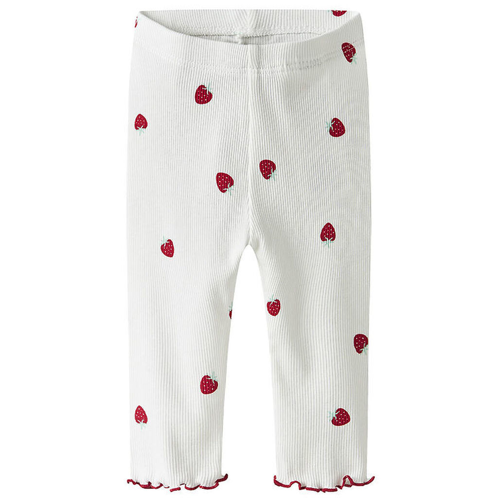 Name It Leggings - Rib - NbfJillie - Bright White m. Jordbær