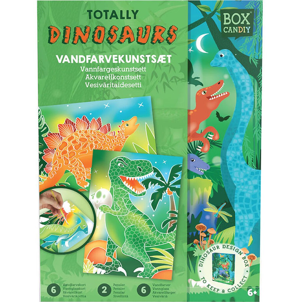 BOX CANDIY Kreasæt - Vandfarvekunstsæt - Totally Dinosaurs