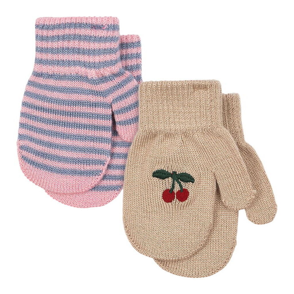 Konges Sløjd Luffer - Uld/Akryl - Filla - 2-pak - Cherry/Stripe