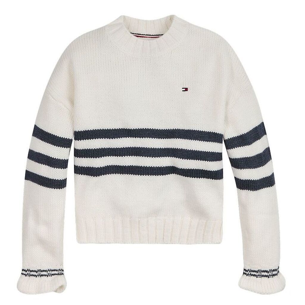 Tommy Hilfiger Bluse - Strik - Prep Stripe Sweater - Ivory Pedal