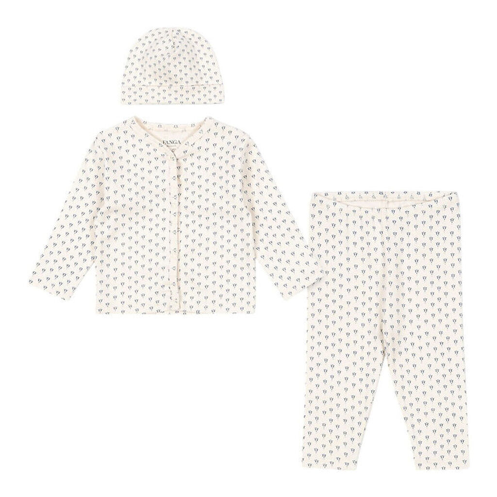 Fanga Fontana Sæt - Cardigan/Leggings/Hue - Bello - Punto Blu