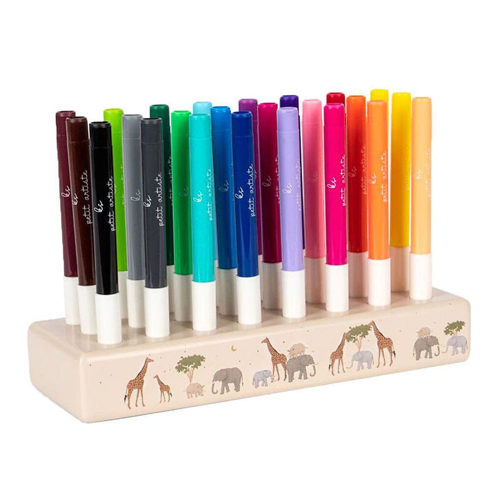 Konges Sløjd Tuscher i Træklods - 24 stk. - Safari