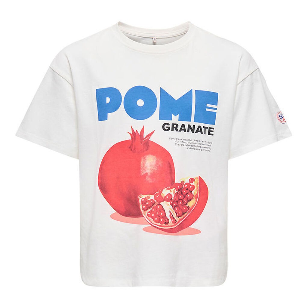 Kids Only T-shirt - KogPhoebe Life - Cloud Dancer/Pomegranate