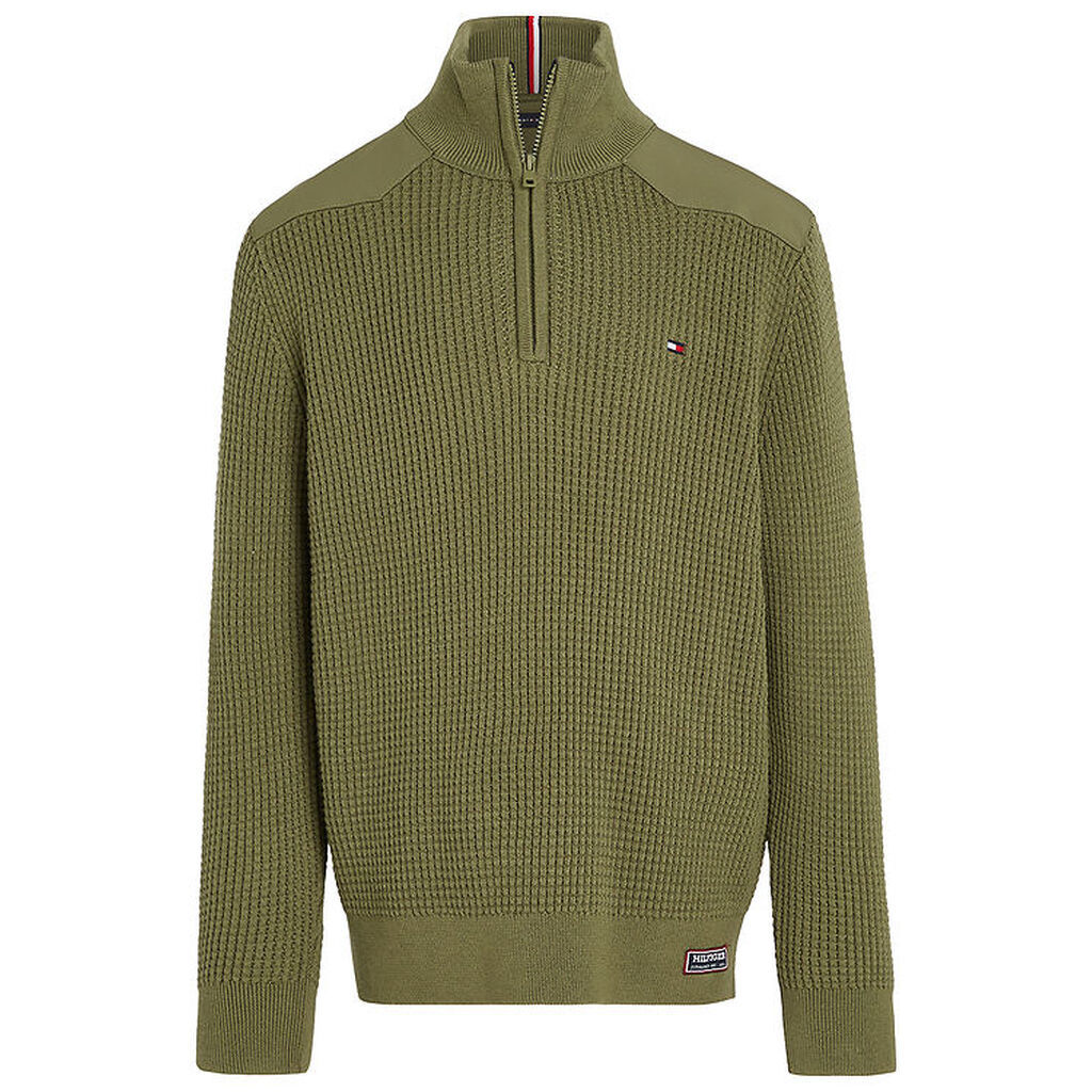 Tommy Hilfiger Bluse - Strik - Utility Half Zip - Utility Olive