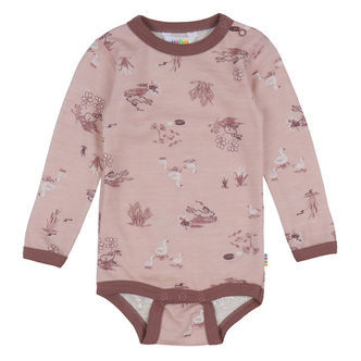 Joha Body l/æ - Uld/Bambus - Lyserød m. Print