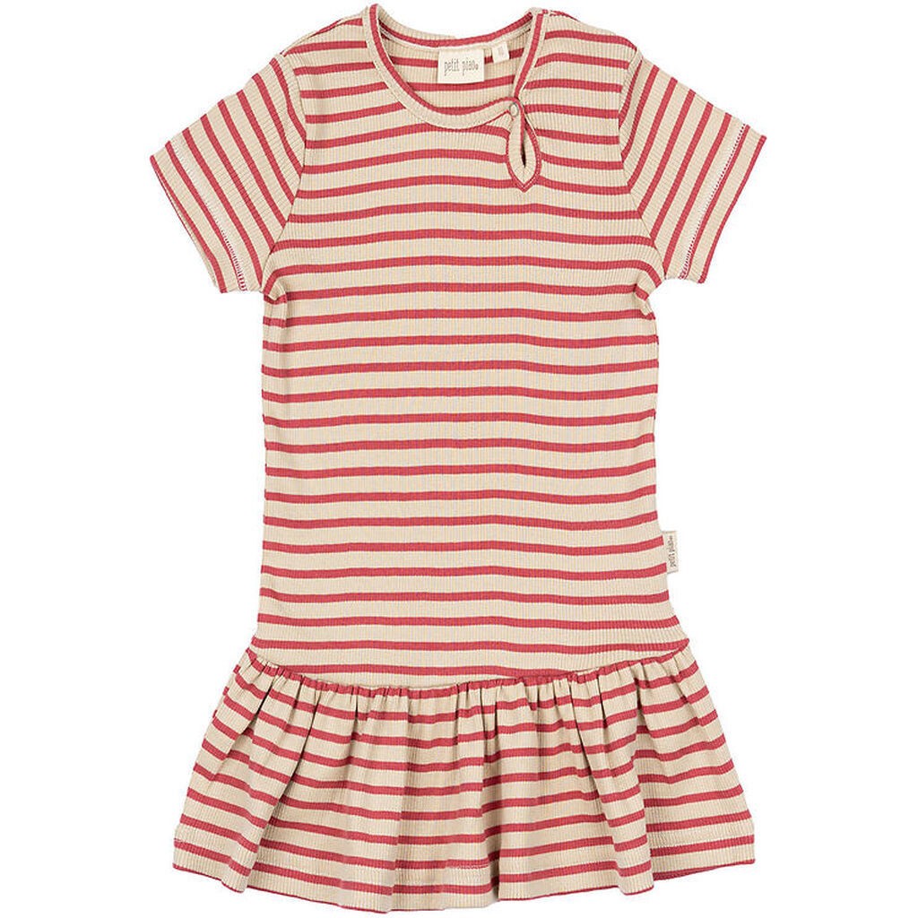 Petit Piao Kjole - Rib - Modal - Light Berry/Dark Off White