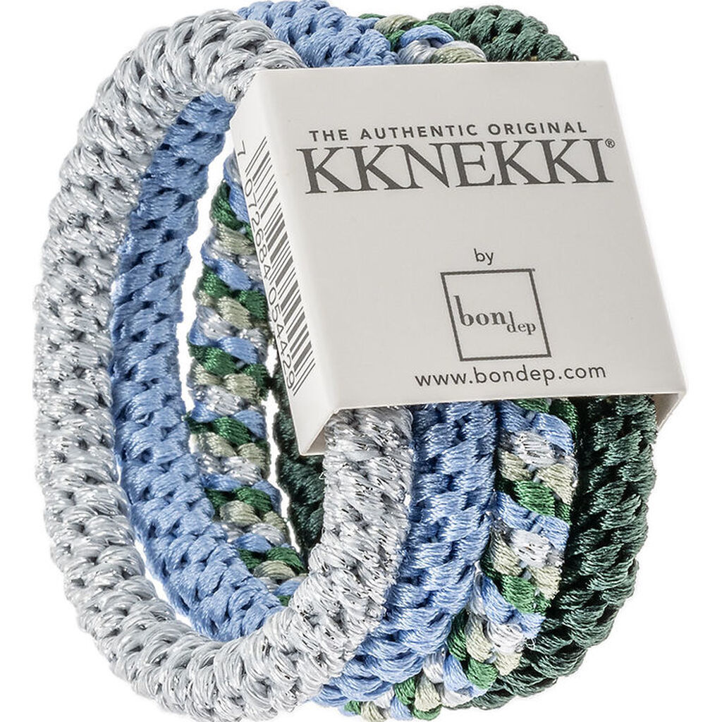 Kknekki Hårelastikker - 4-pak - Blå/Grøn/Sølv
