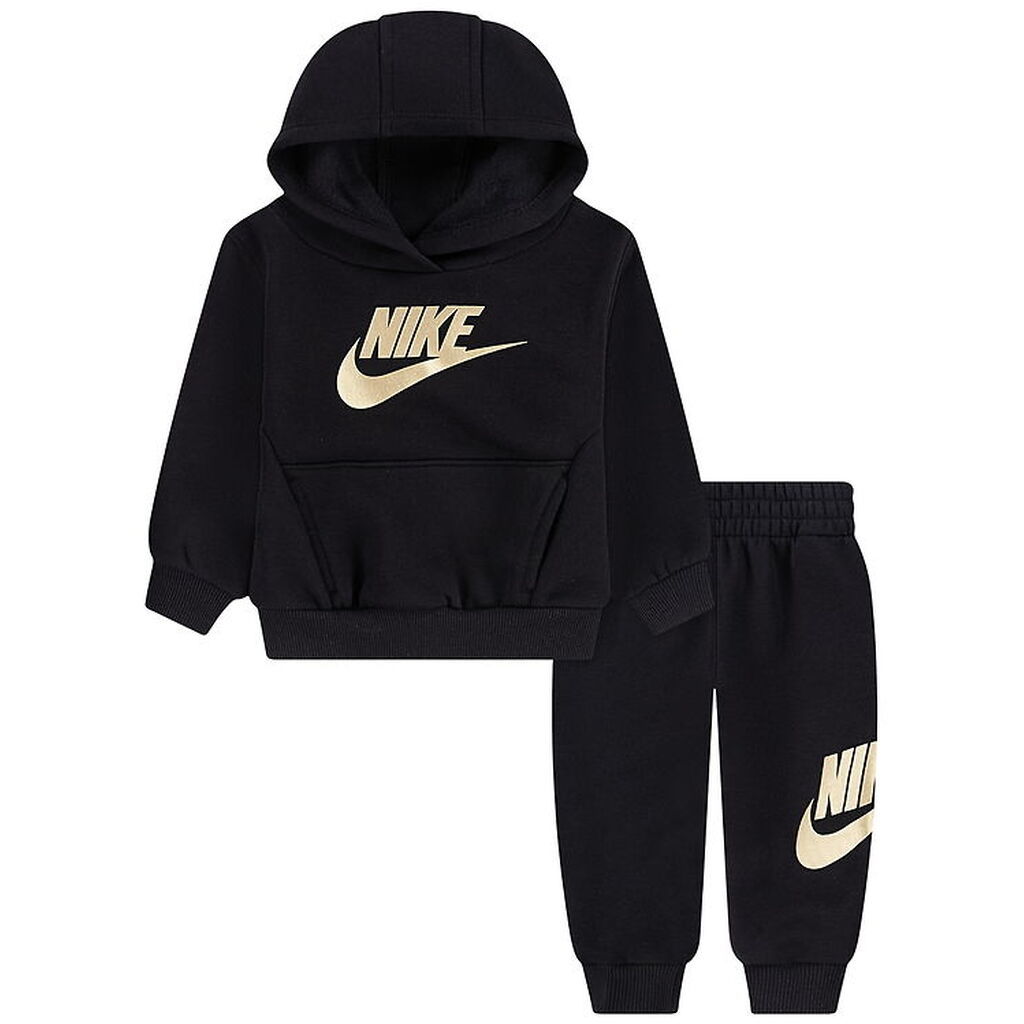 Nike Sweatsæt - Club - Black/Metalic Gold
