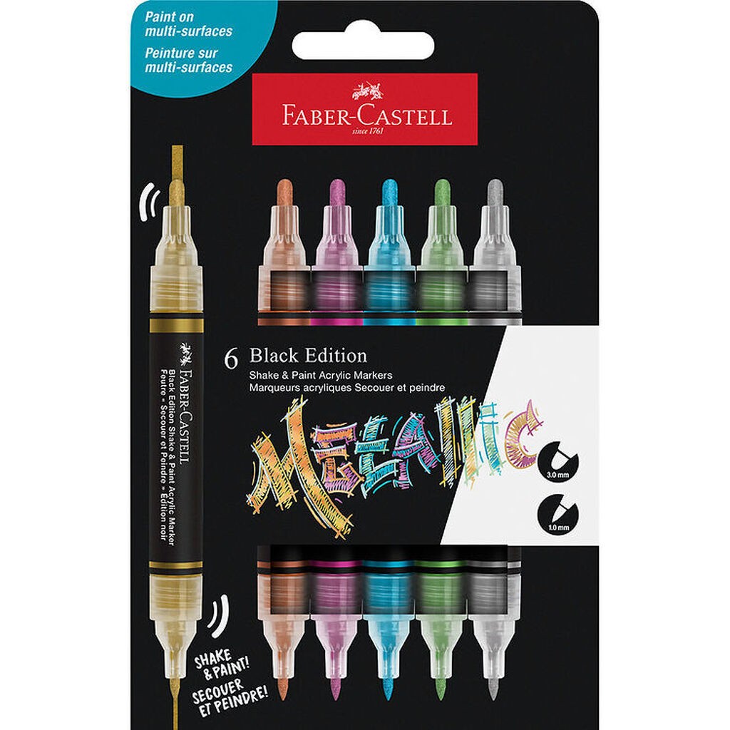 Faber-Castell Tuscher - Shake & Paint Akryl - 6 Stk. - Metallic