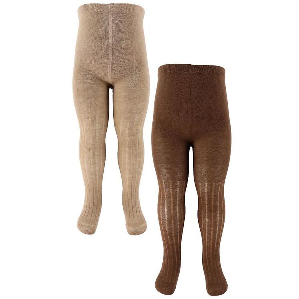 Minymo Strømpebukser - Rib - 2-Pak - Hazel Brown