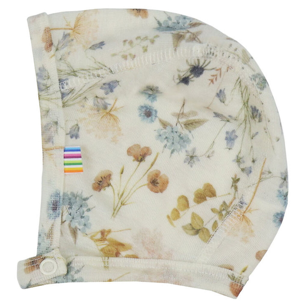 Joha Babyhjelm - Uld - Off White m. Blomster