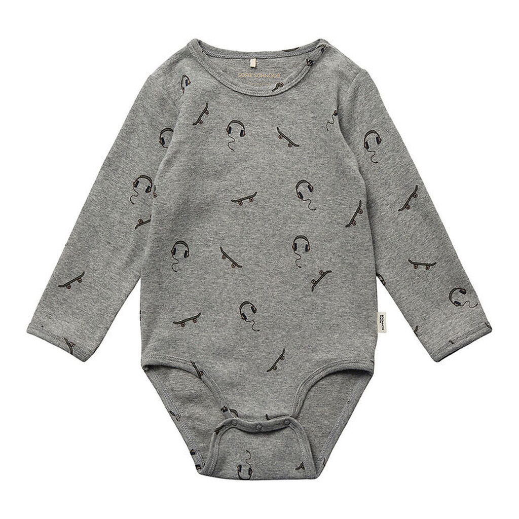 Sofie Schnoor Body l/æ - Grey Melange m. Print