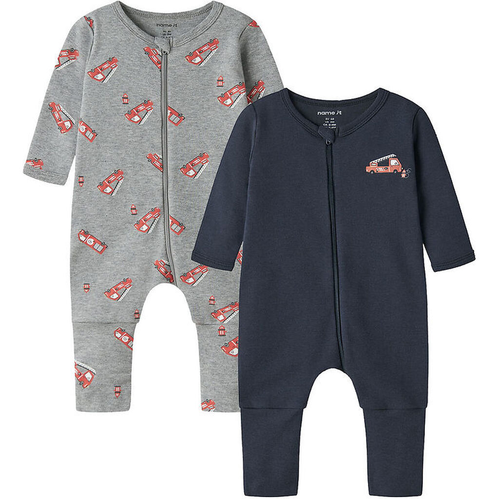 Name It Natdragt - Noos - 2-pak - Gråmeleret/Dark Sa