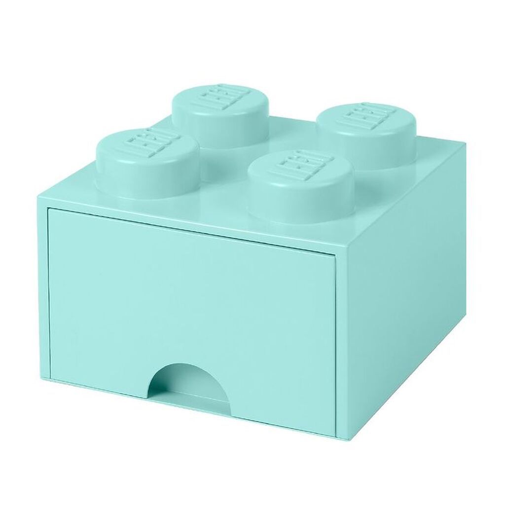 LEGOÂ® Storage Opbevaringsskuffe - 4 Knopper - 25x25x18 - Aquablå