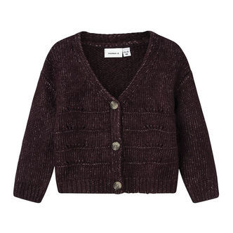 Name It Cardigan - Strik - NmfNetrille - Plum Perfect m. Hulmøns