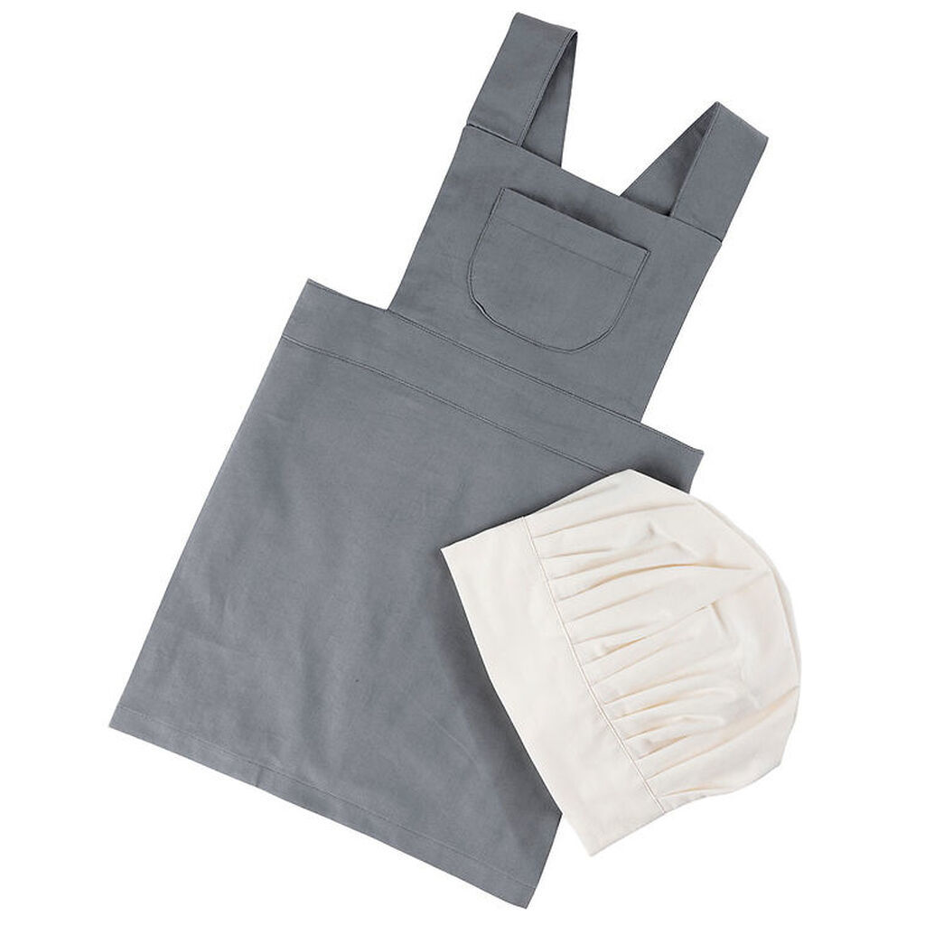 Sebra Forklæde m. Kokkehue - Elephant Grey/Classic White