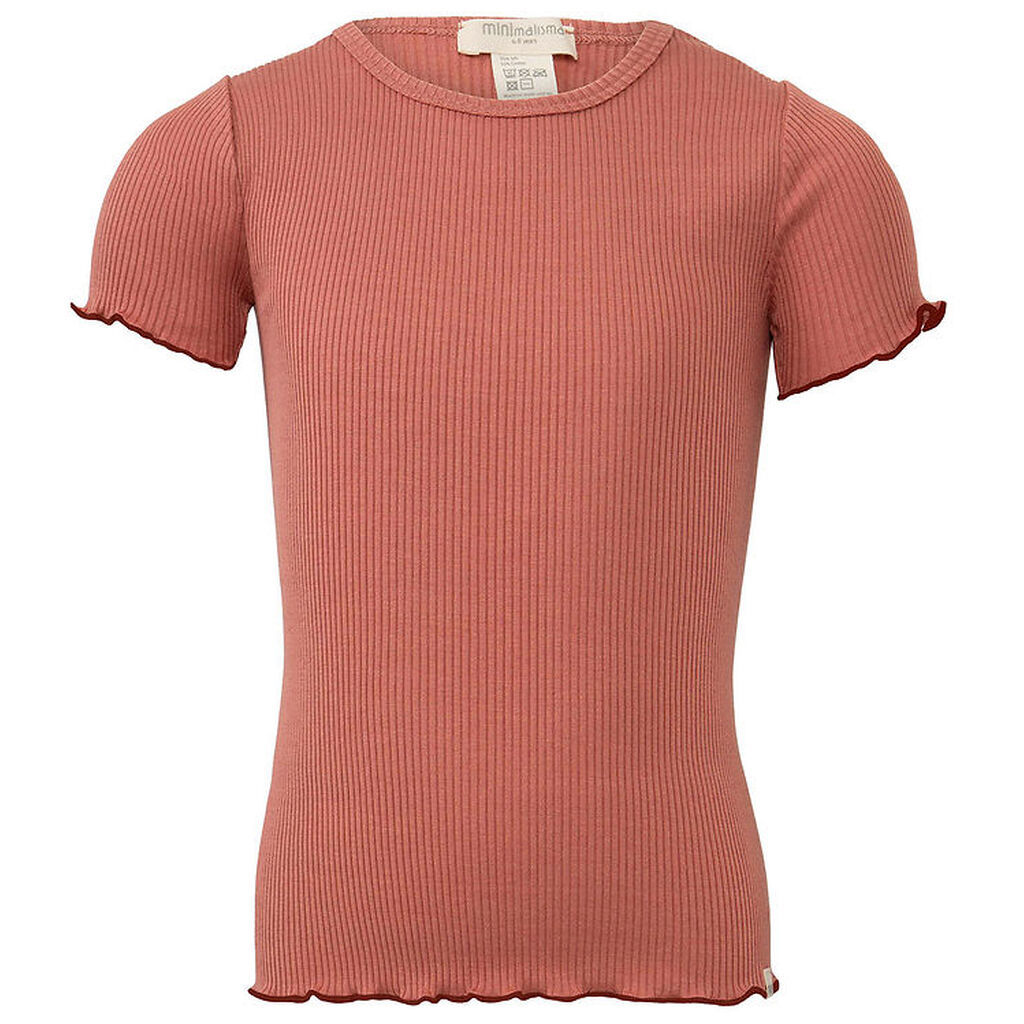 Minimalisma T-shirt - Rib - Silke/Bomuld - Blomst - Antique Red/