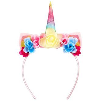 Souza Udklædning - Hårbøjle m. Blomster - Enhjørning - Pastel/Re