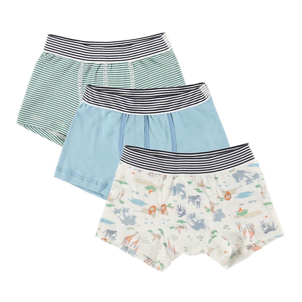 Petit Bateau Boxershorts - 3-pak - Hvid/Grøn/Blå