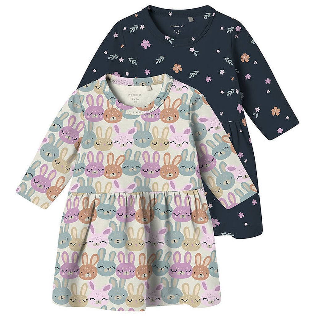 Name It Kjole - 2-pak - NbfVandora - Dark Sapphire/Small Flowers