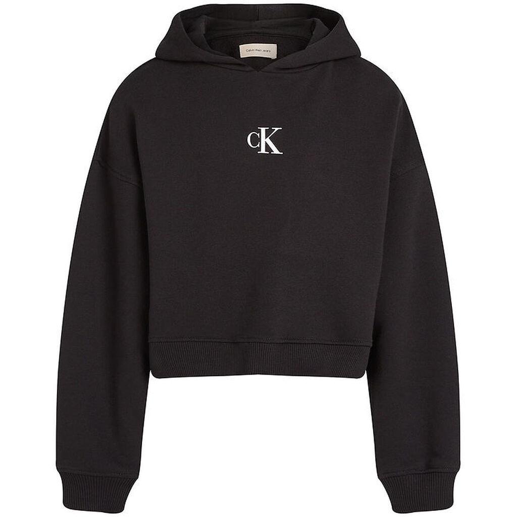 Calvin Klein Hættetrøje - Logo Boxy Fit - Sort
