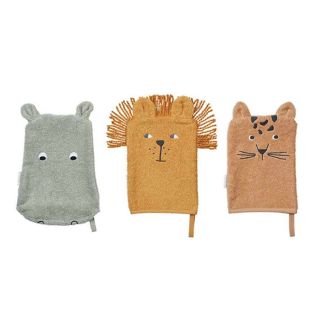 Liewood Vaskeklude - Sylvester - 3-pak - Safari Mix