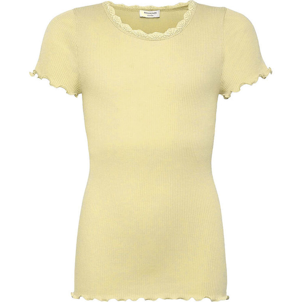 Rosemunde T-shirt - Rib - Balta - Pastel Yellow m. Blonder