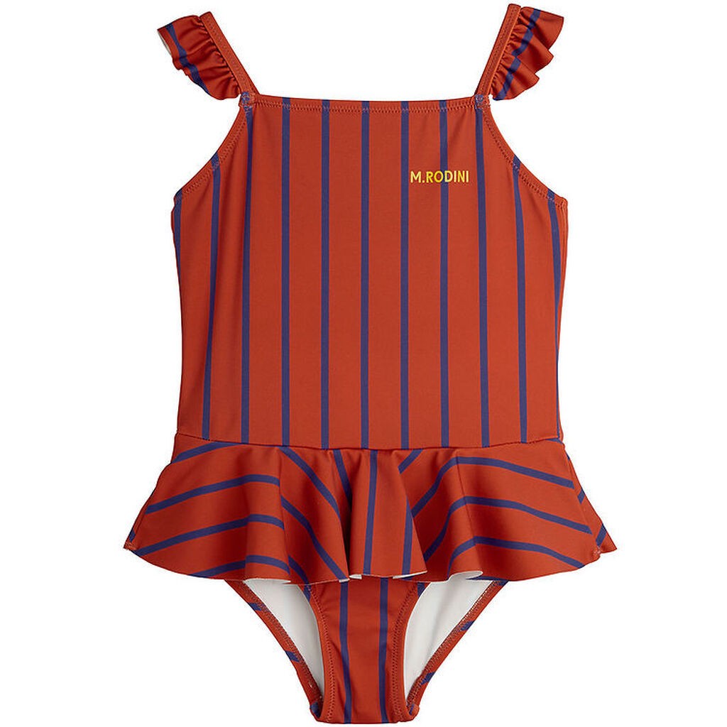 Mini Rodini Badedragt - UV50+ - Stripe - Rustrød/Blå