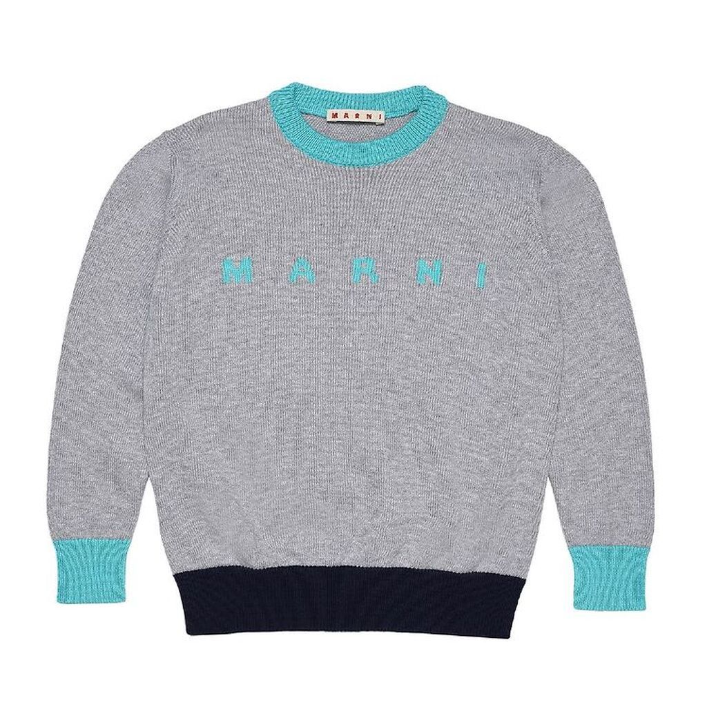 Marni Bluse - Strik - Gråmeleret/Turkis