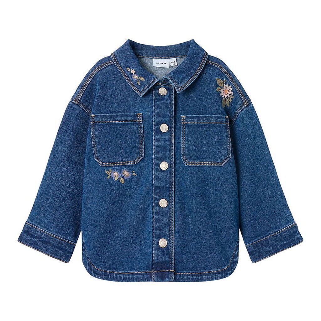 Name It Denimjakke - NmfKara - Dark Blue Denim/Flower