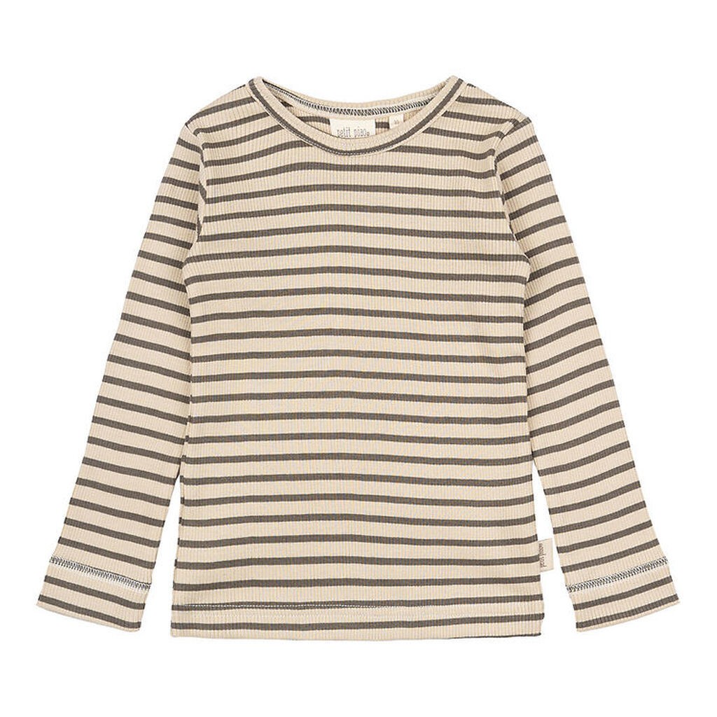 Petit Piao Bluse - Rib - Modal - Earth Brown/Dark Off White