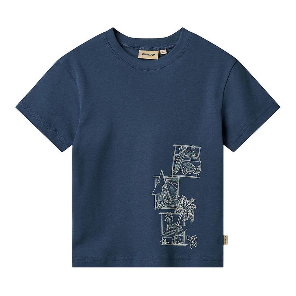 Wheat T-shirt - Ben - Blue Waves m. Print