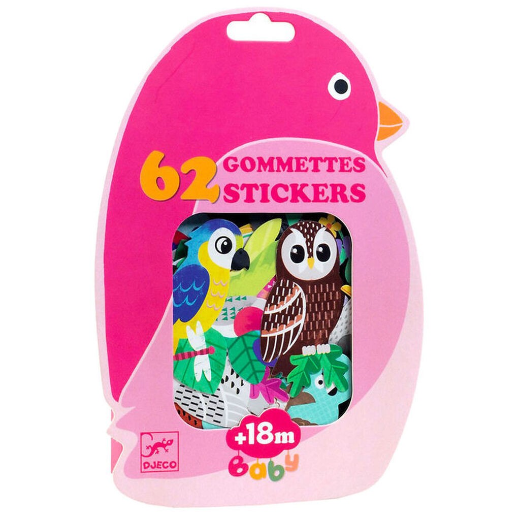 Djeco Klistermærker - 62 stk. - Fugle